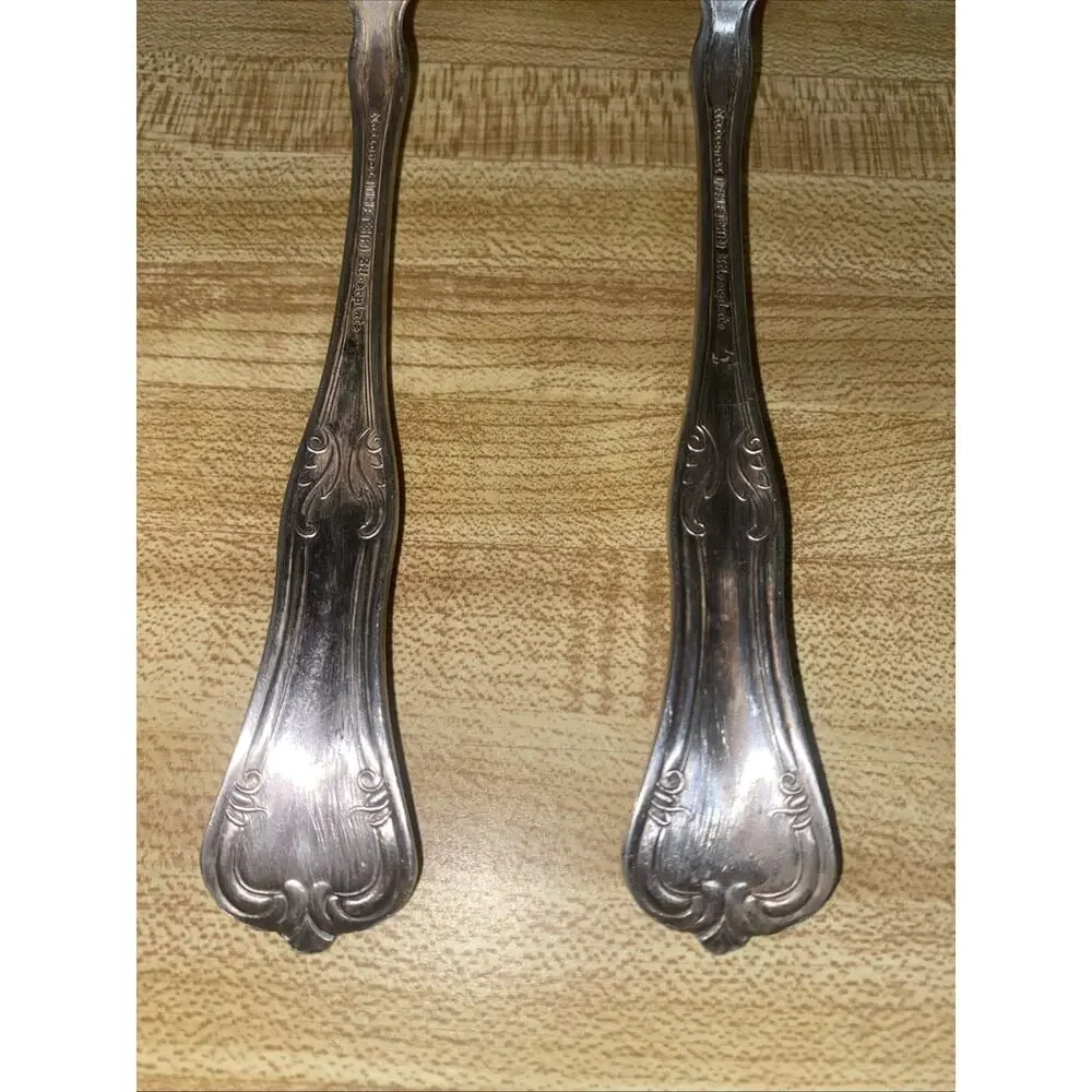 Set Of 2 National Double Tested Silverplated Queen Elizabeth Round Spoons